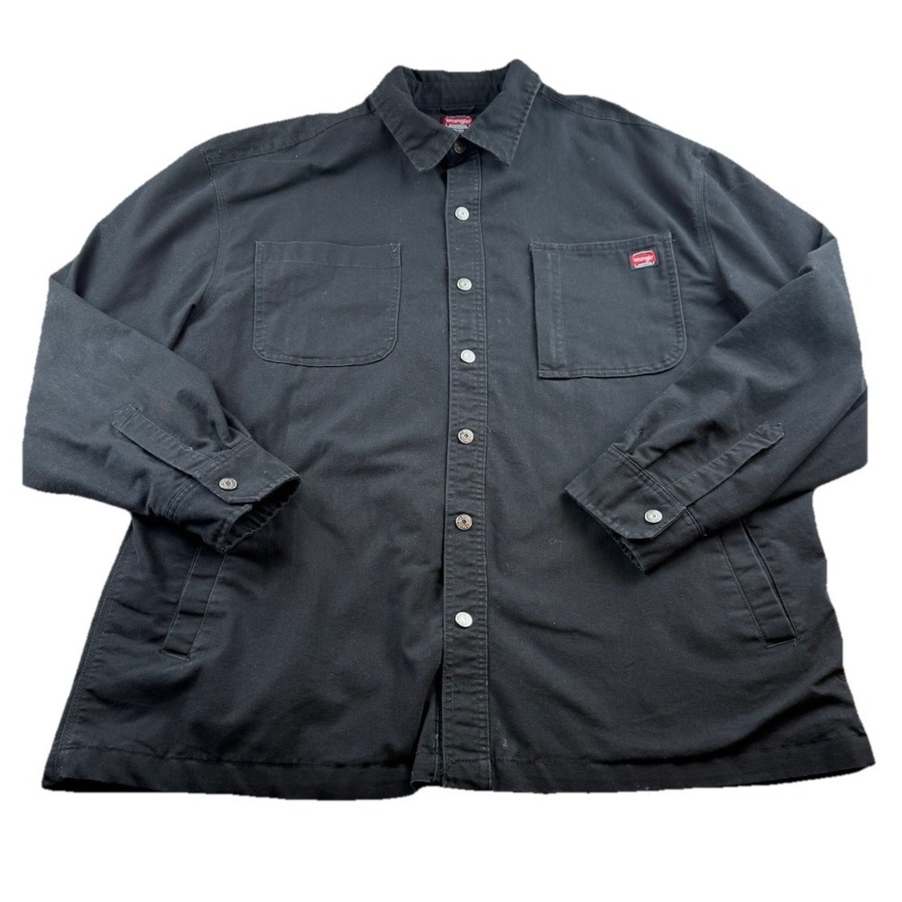 Wrangler Workwear Jacket Mens XXL Black Snap Shirt Jacket Shacket Lined